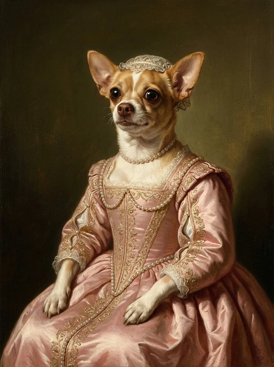 Chihuahua pintada como duquesa